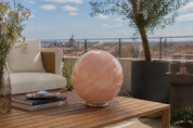 Candy Murano glass sphere table lamp peach swirl D40