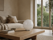Candy Murano glass sphere table lamp white swirl D40