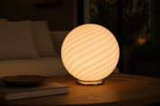 Candy Murano glass sphere table lamp peach swirl D40