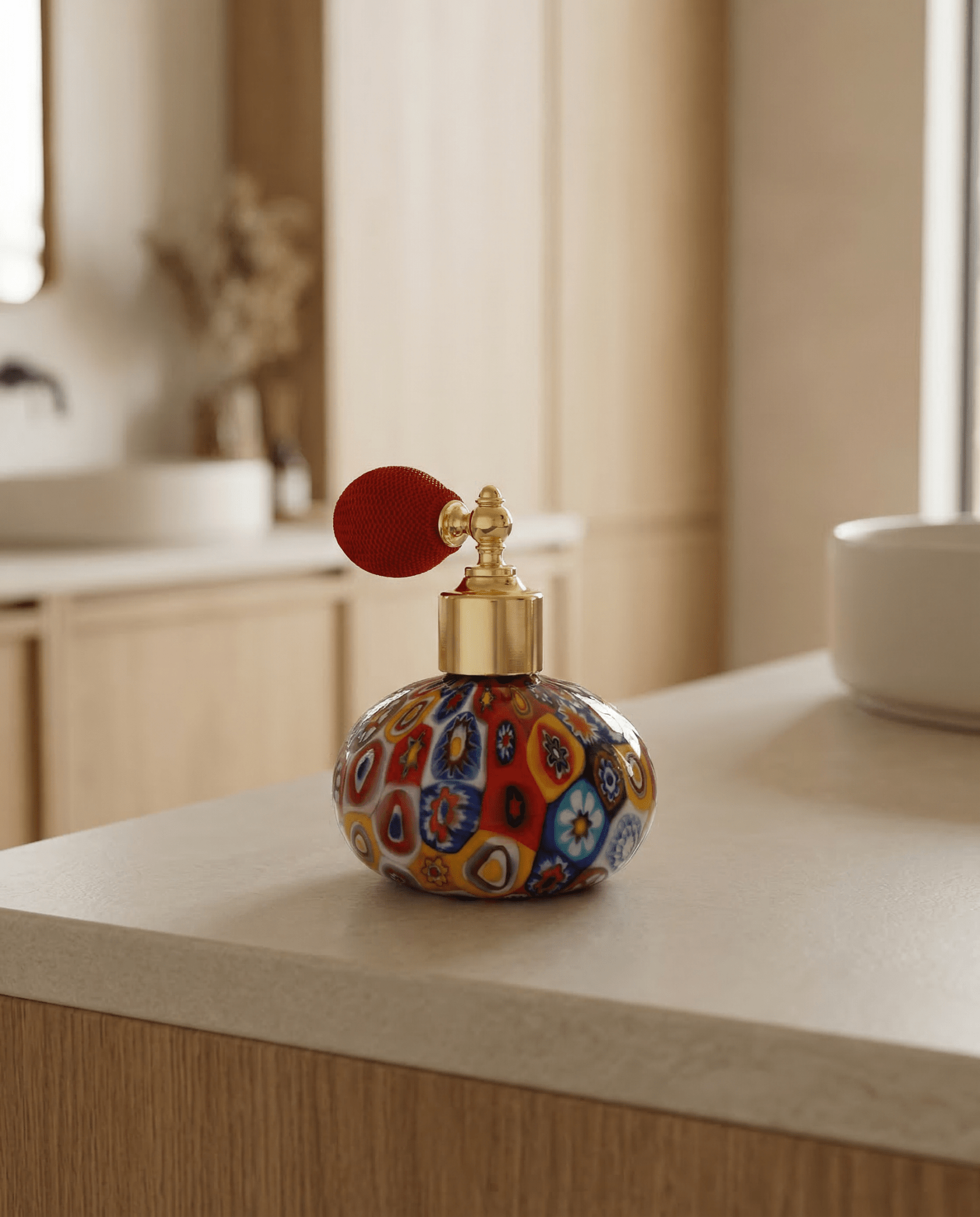 Laguna Fiorita – Murano Glass Perfume Atomizer with Floral Spring Murrine