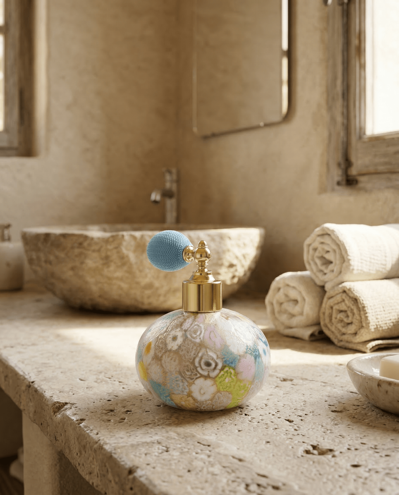 Laguna Fiorita – Murano Glass Perfume Atomizer with Spring Floreal Murrina and 24k gold leaf