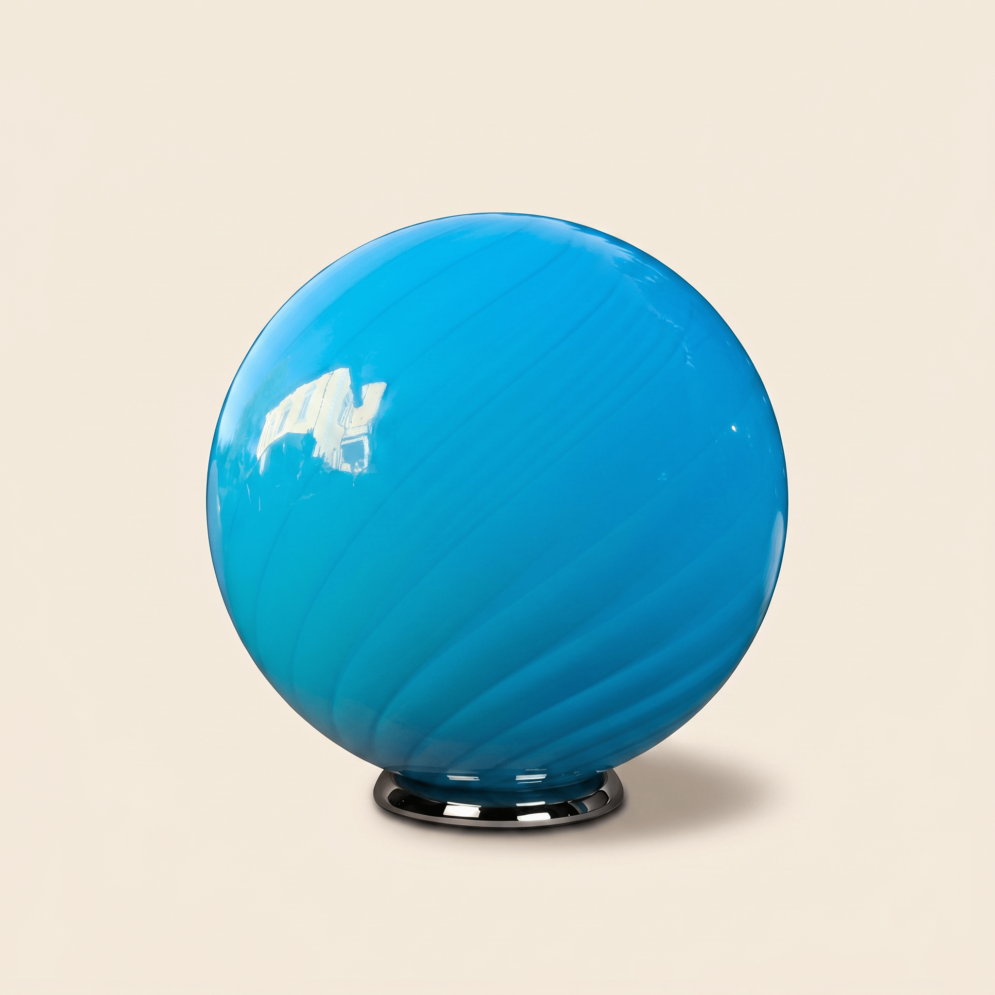 Candy Murano glass sphere table lamp soft azure swirl D40