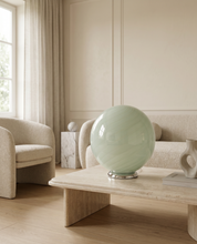 Candy Murano glass sphere table lamp soft sage swirl D40