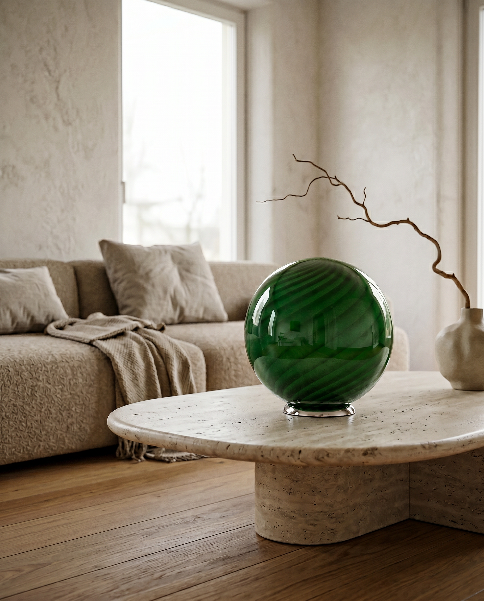 Candy Murano glass sphere table lamp forest swirl D40