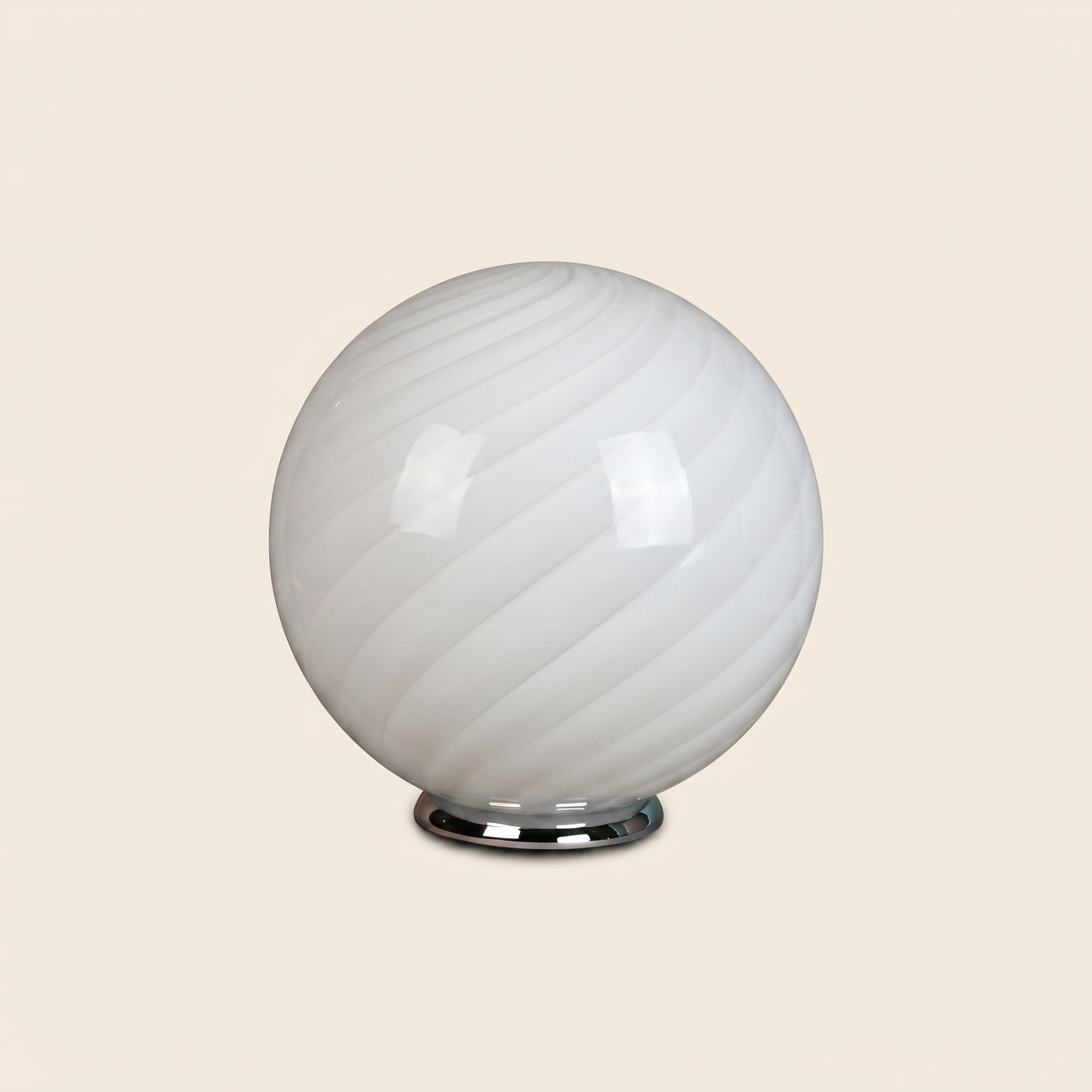 Candy Murano glass sphere table lamp white swirl D40