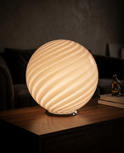 Candy Murano glass sphere table lamp peach swirl D40