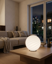 Candy Murano glass sphere table lamp white swirl D40
