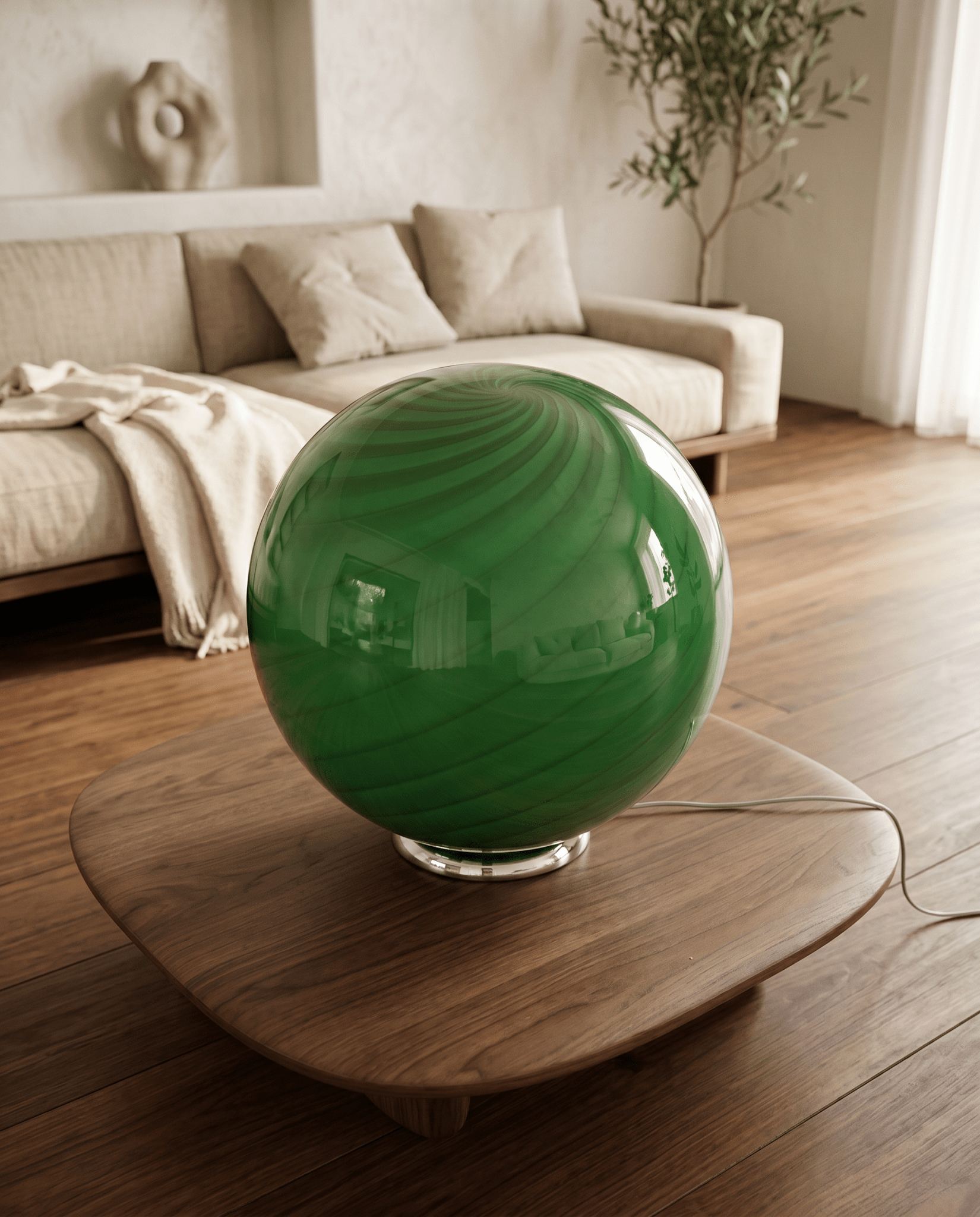Candy Murano glass sphere table lamp forest swirl D40