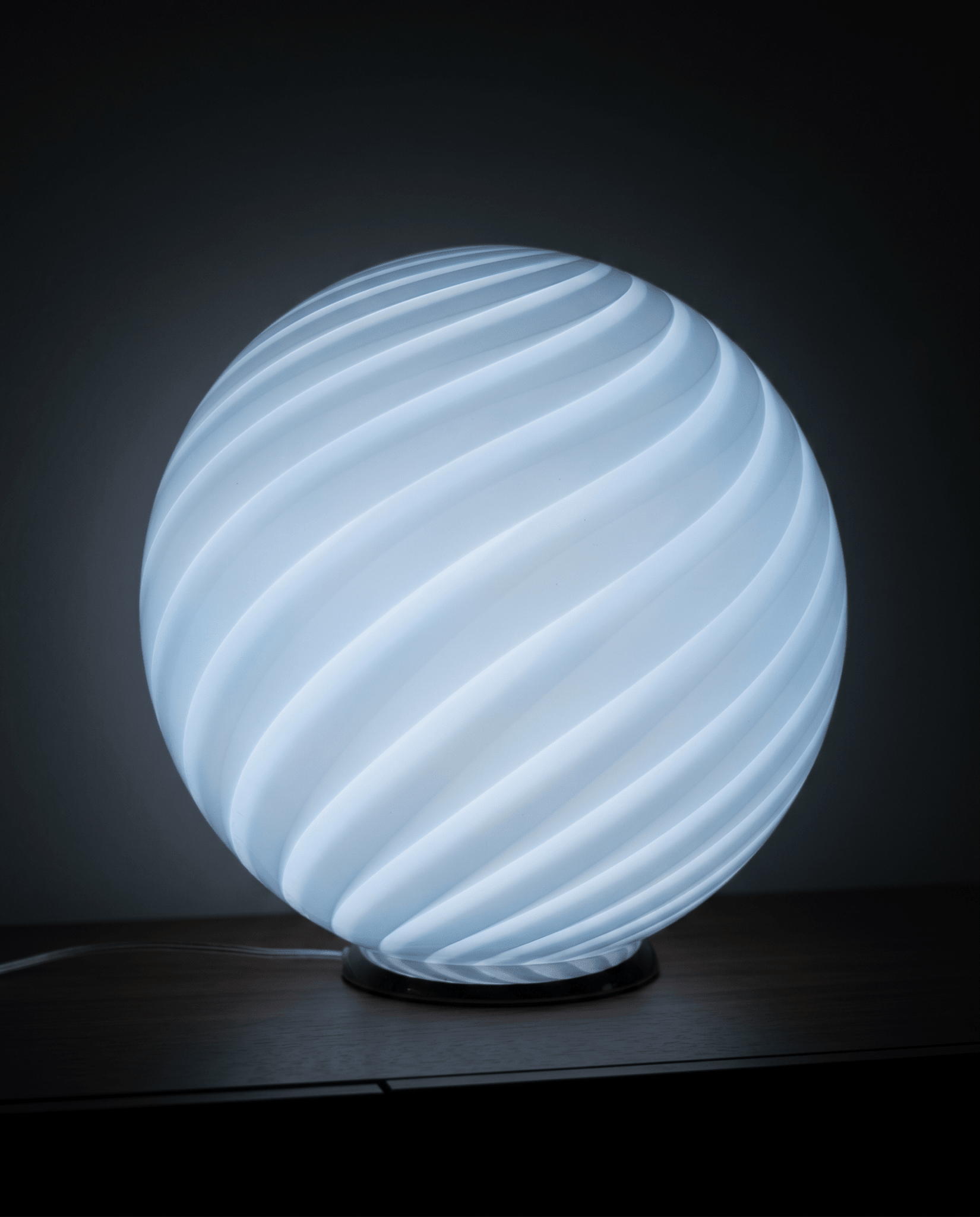 Candy Murano glass sphere table lamp soft azure swirl D40