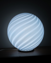 Candy Murano glass sphere table lamp soft azure swirl D40