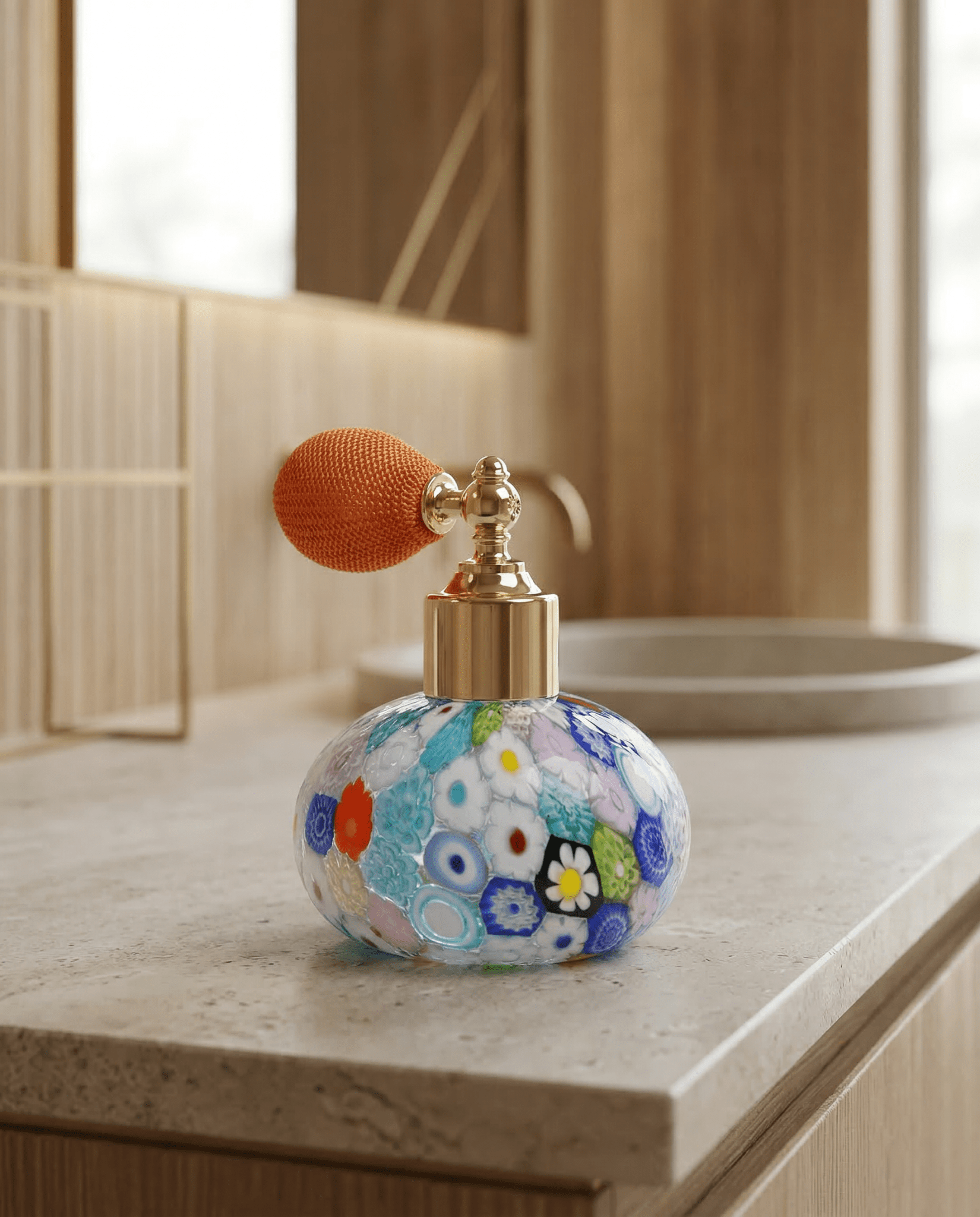 Laguna Fiorita – Murano Glass Perfume Atomizer with Floral Summer Murrine