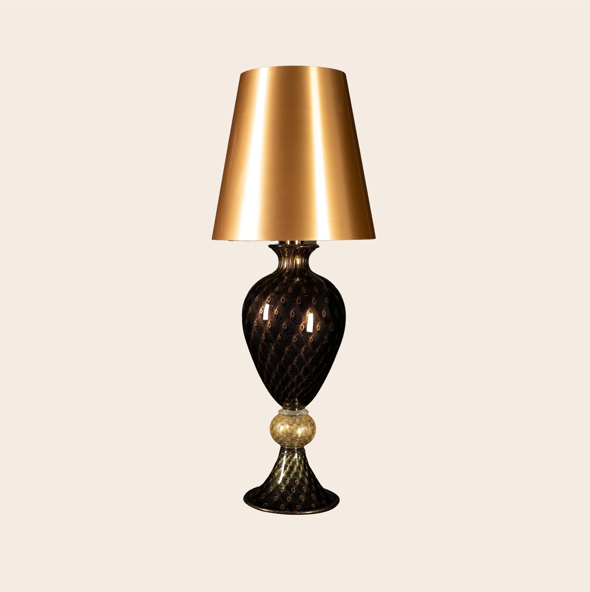 "Venezia" table lamp with balloton 24Kt Gold and black
