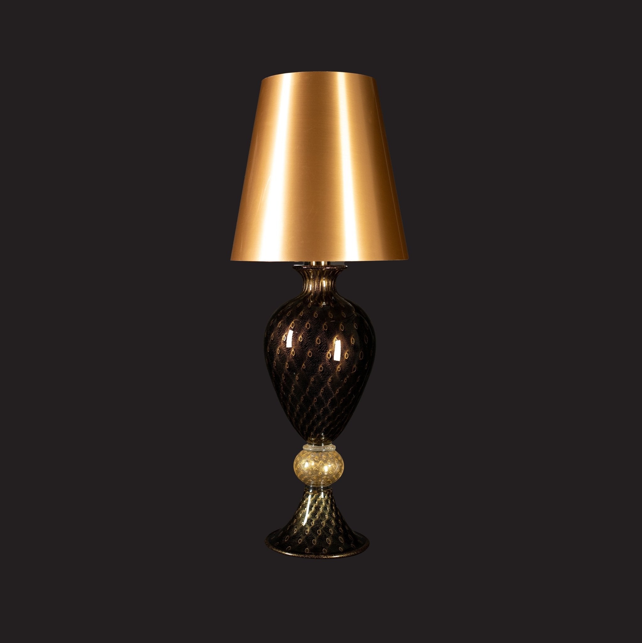 "Venezia" table lamp with balloton 24Kt Gold and black