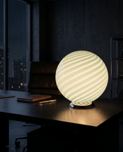Candy Murano glass sphere table lamp soft sage swirl D40