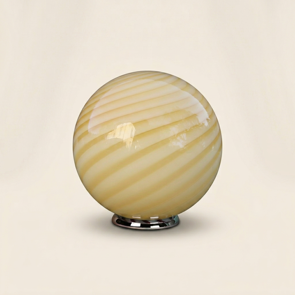 Lampada da tavolo Candy Murano a sfera in vetro, burro a spirale , D30