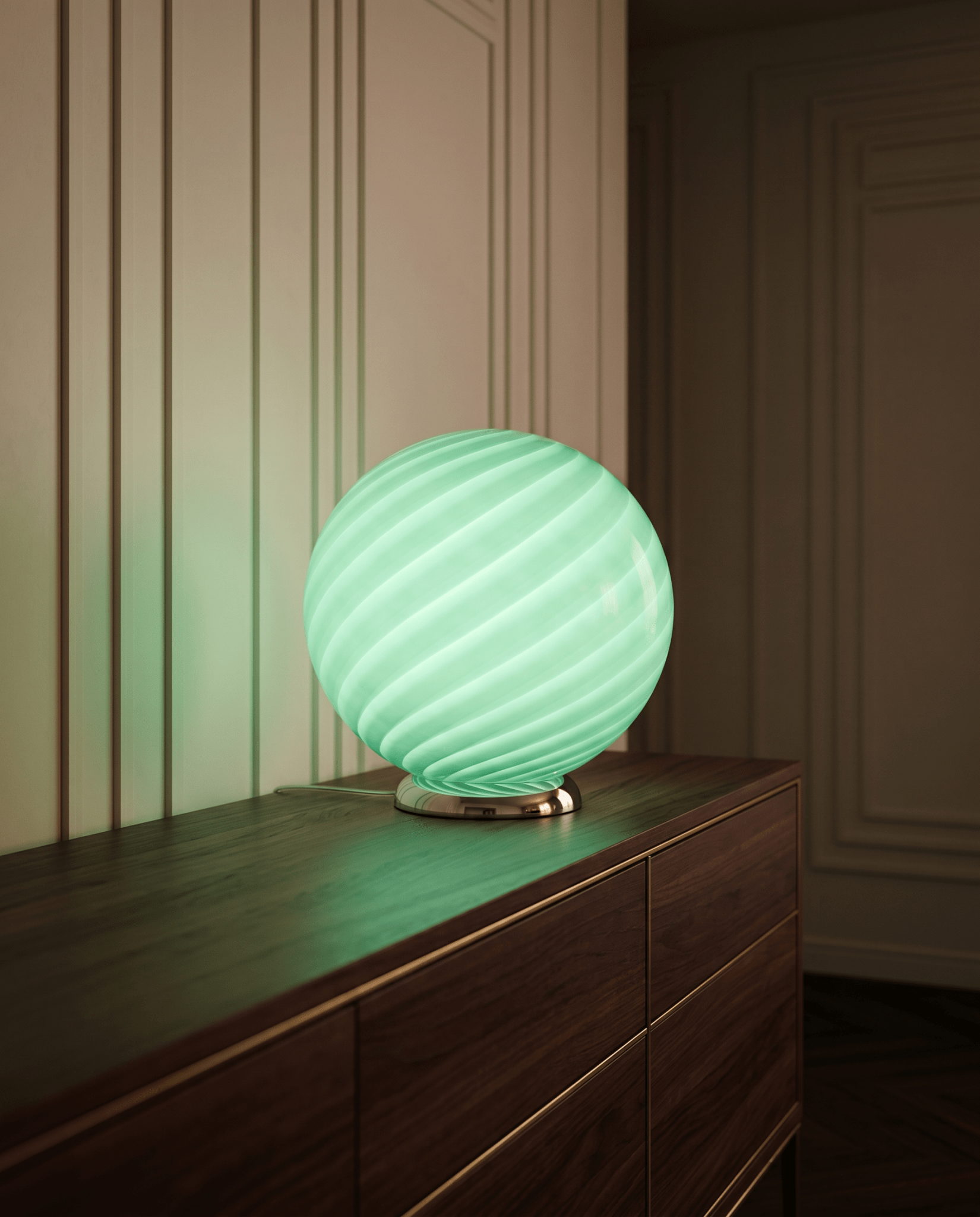 Candy Murano glass sphere table lamp forest swirl D40
