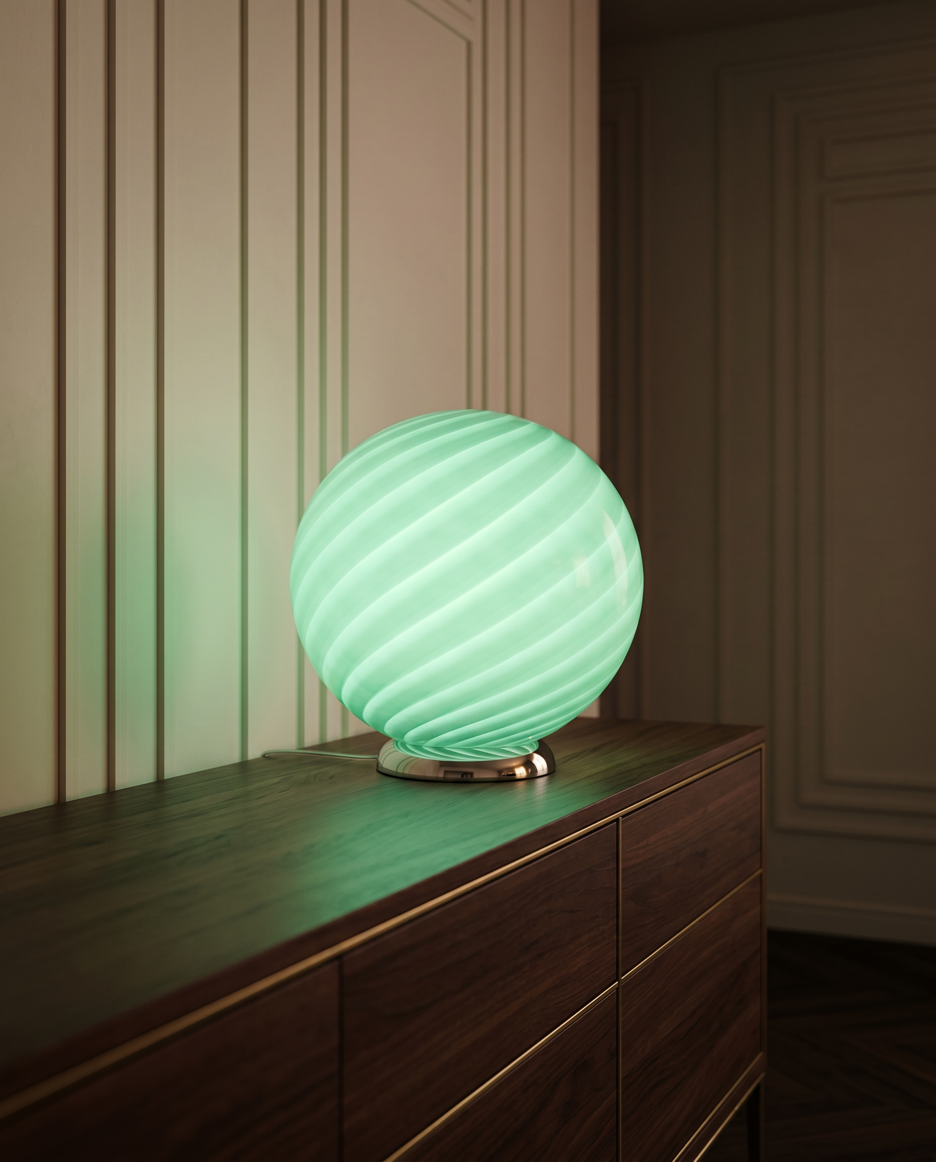 Candy Murano glass sphere table lamp forest swirl D40