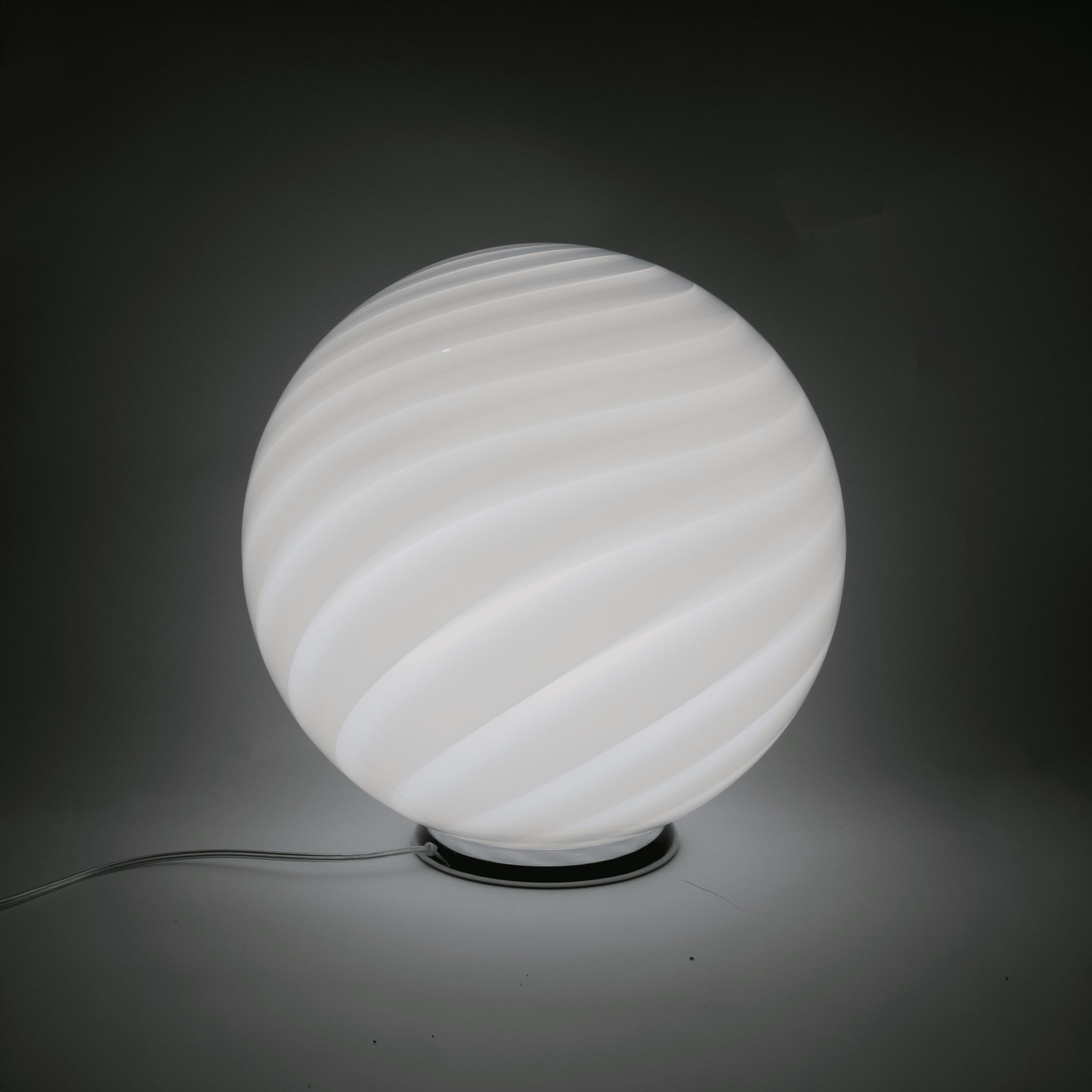 Candy Murano glass sphere table lamp white swirl D40