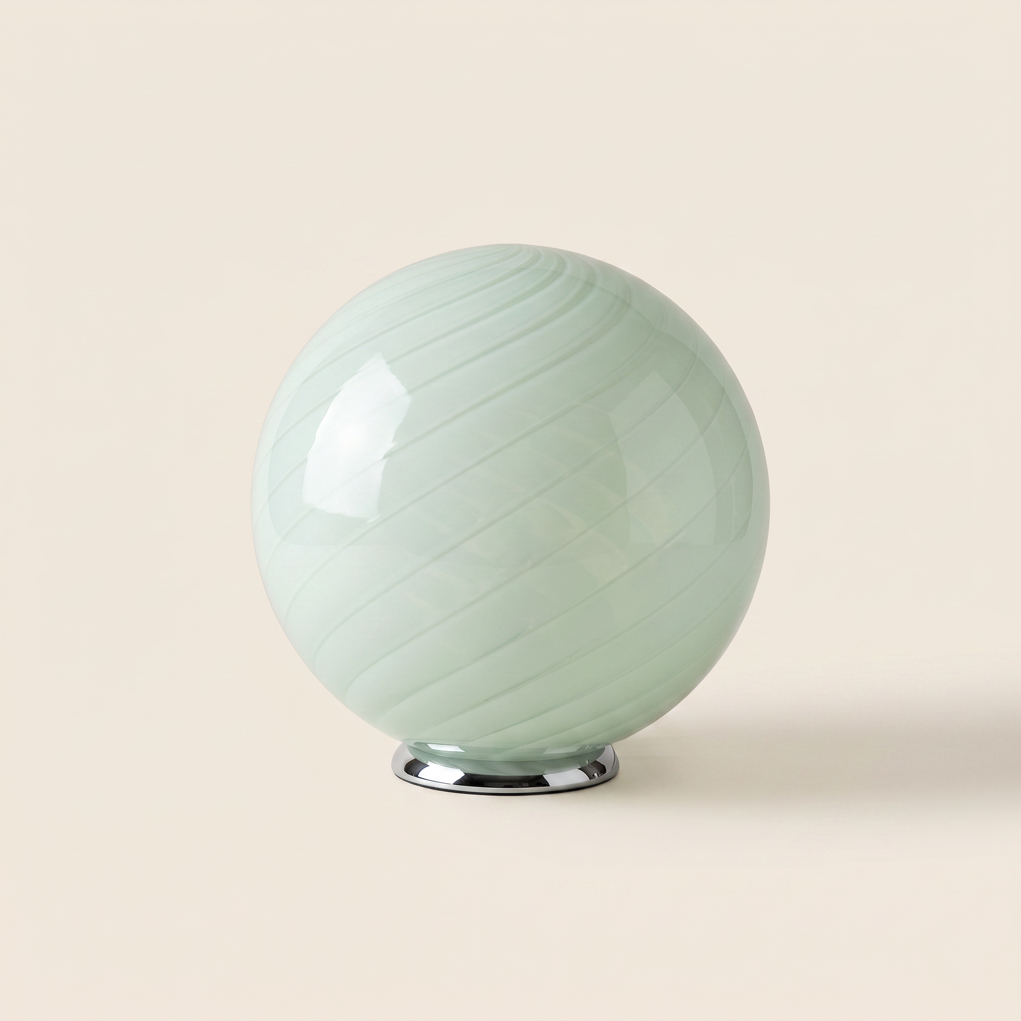 Candy Murano glass sphere table lamp soft sage swirl D40