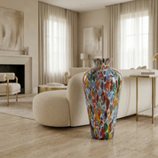 Vaso Anfora in Vetro di Murano con Murrine Millefiori, 48 cm