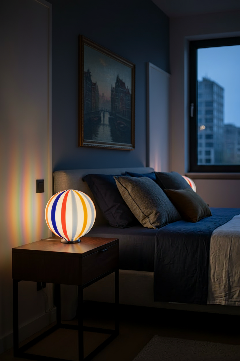 Candy Murano glass sphere table lamp "Arlecchino" straight D30