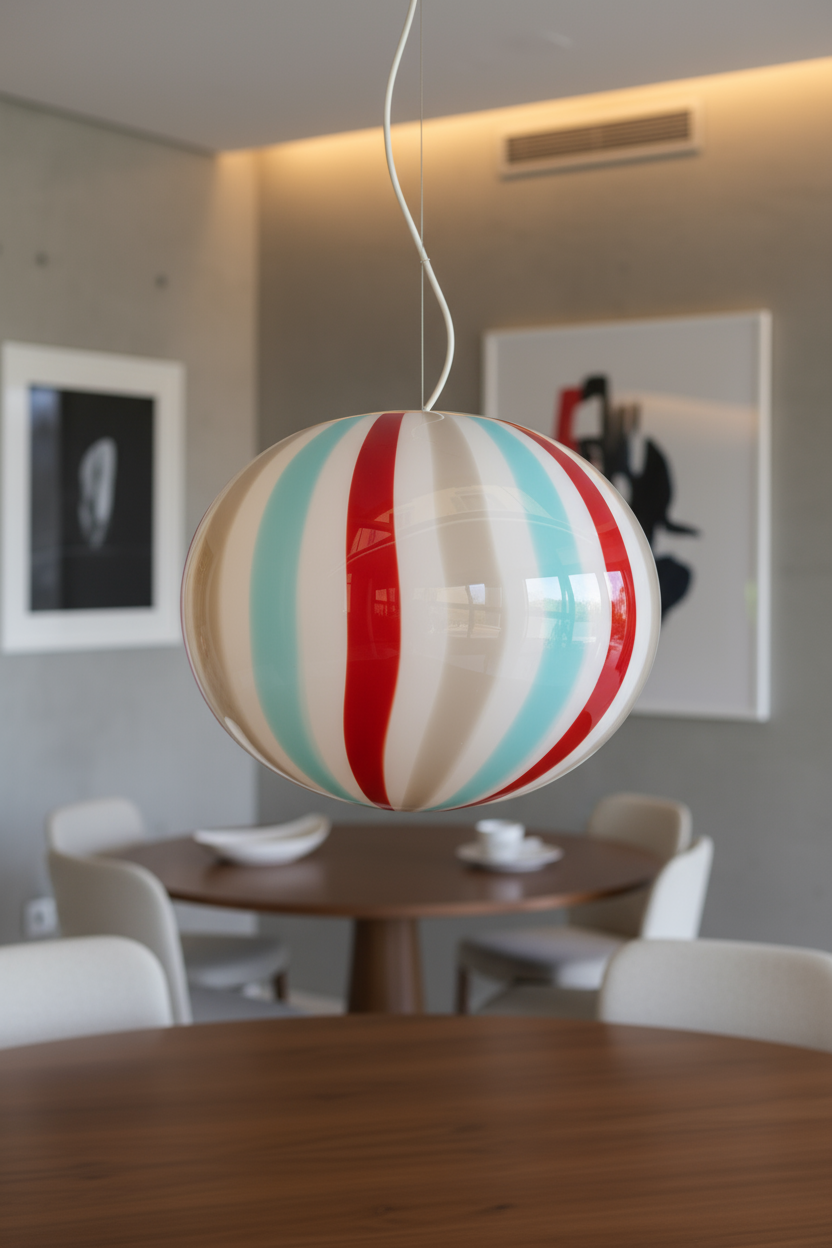 Lampada a sospensione Candy ovale in vetro di Murano "Riviera", Bordeaux, Grigio e Acquamarina D40