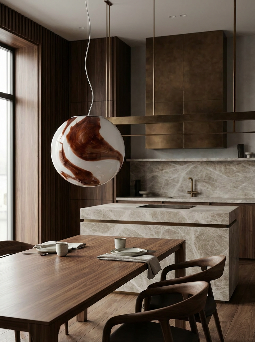 Candy Murano glass sphere pendant lamp mahogany D35