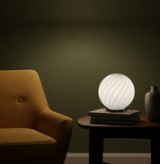 Candy Murano glass sphere table lamp light blue swirl D20