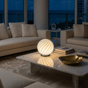 Candy Murano glass sphere table lamp light blue swirl D20