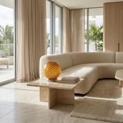 Lampada da tavolo Candy a sfera in vetro di Murano, effetto caramello e vortice D20