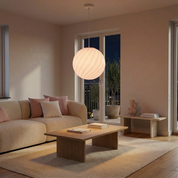 Candy Murano glass sphere pendant lamp marshmellow pink swirl D30