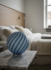 Candy Murano glass sphere table lamp blueberry blue swirl D30