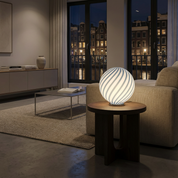 Candy Murano glass sphere table lamp blueberry blue swirl D30