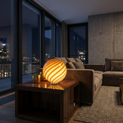 Candy Murano glass sphere table lamp honey yellow swirl D30