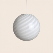 Candy Murano glass sphere pendant lamp white swirl D30