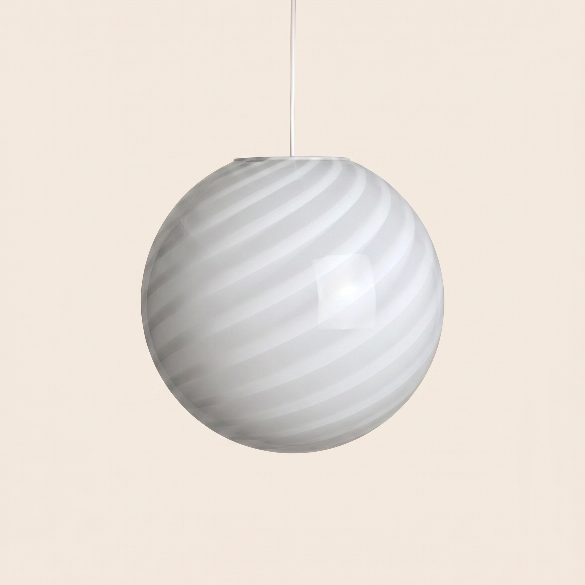 Candy Murano glass sphere pendant lamp white swirl D30