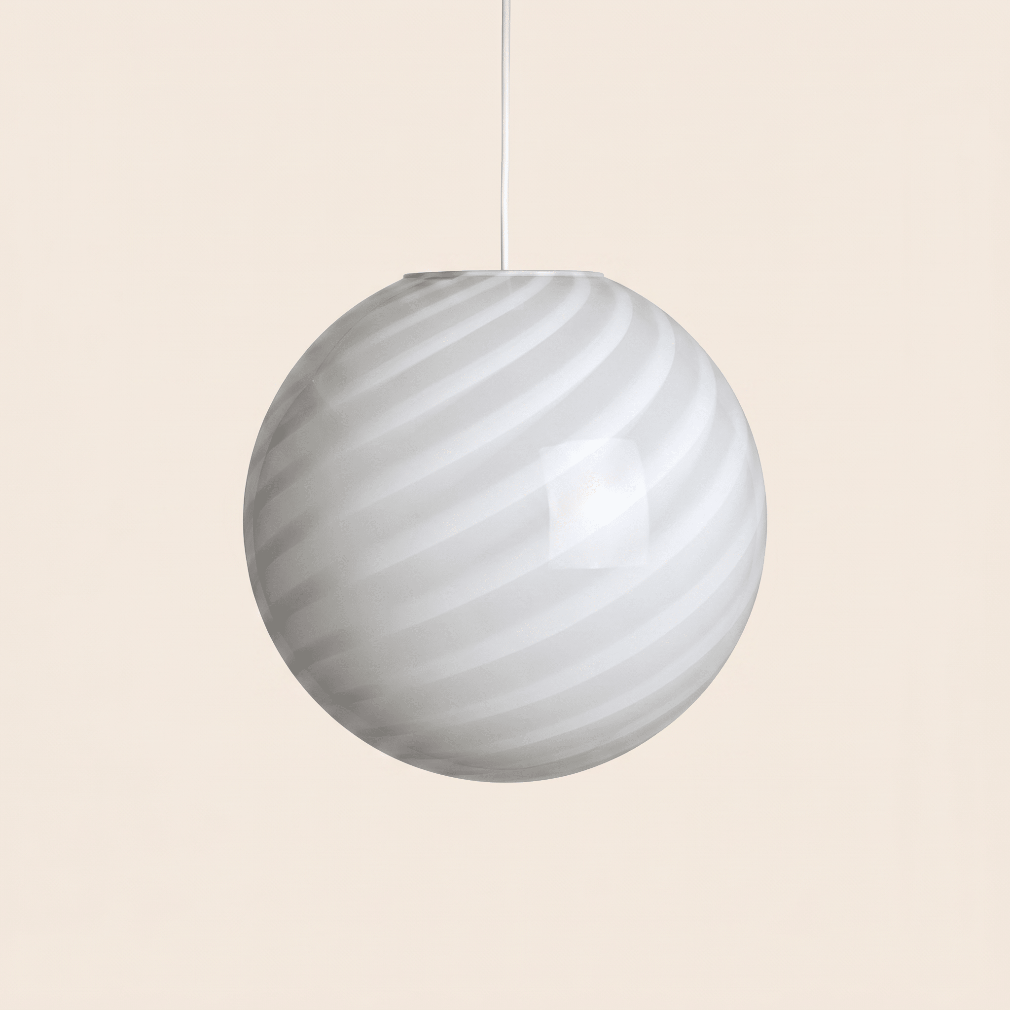 Candy Murano glass sphere pendant lamp white swirl D30