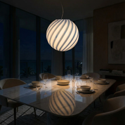 Candy Murano glass sphere pendant lamp blueberry blue swirl D40