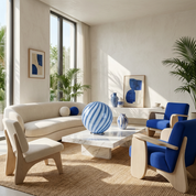 Candy Murano glass sphere table lamp blueberry blue swirl D40