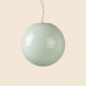 Candy Murano glass sphere pendant lamp soft sage swirl D40