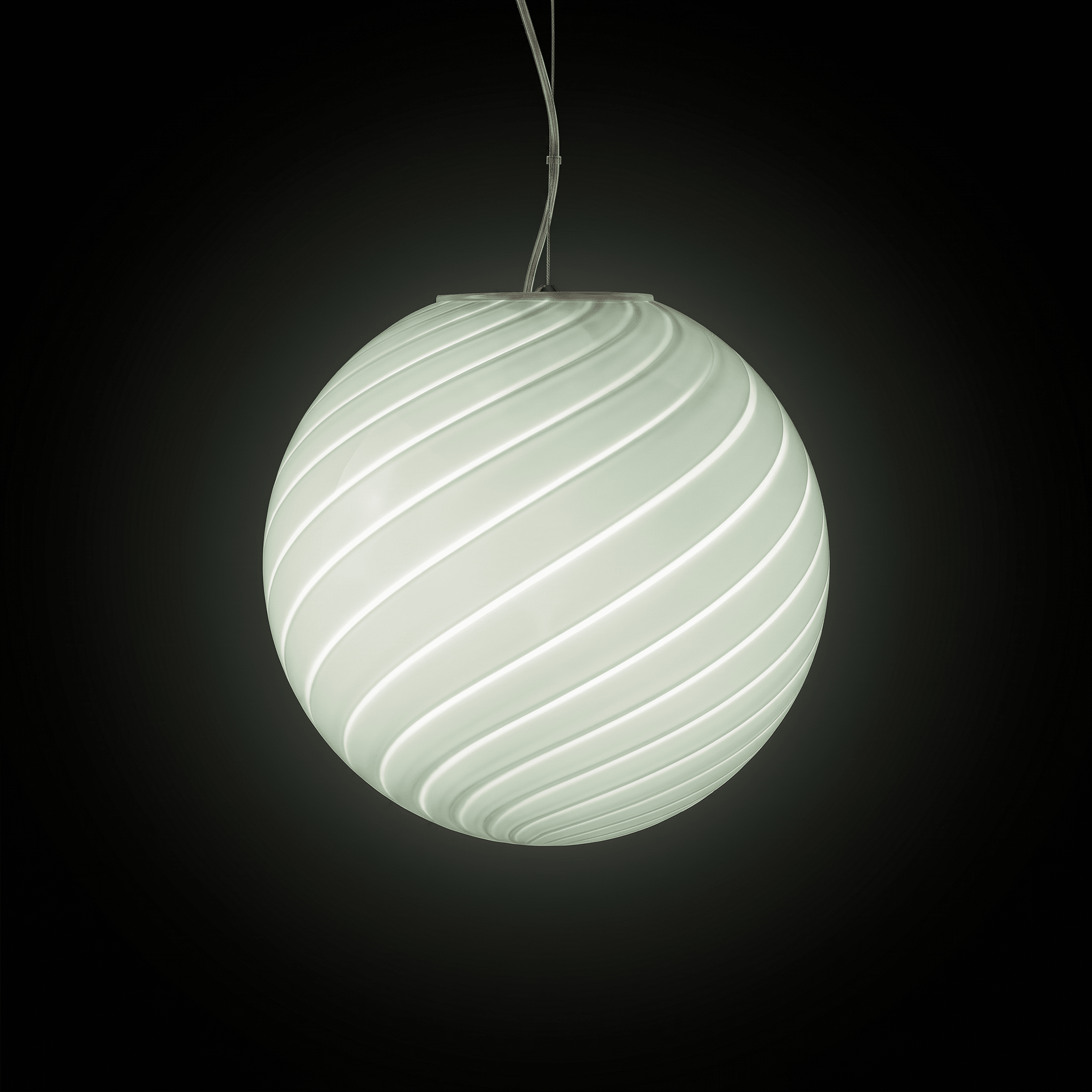 Candy Murano glass sphere pendant lamp soft sage swirl D40