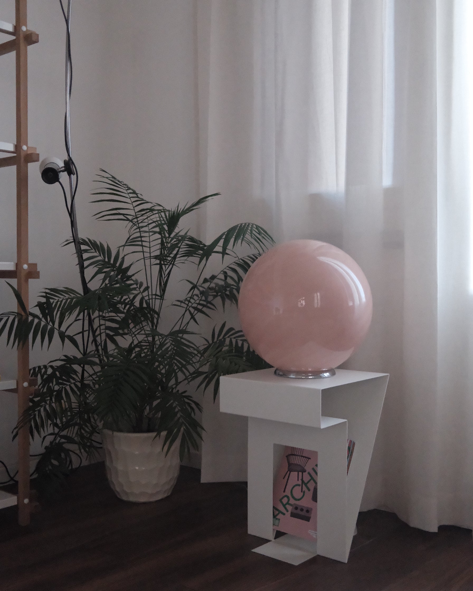 Candy Murano glass sphere table lamp peach swirl D40 Outlet