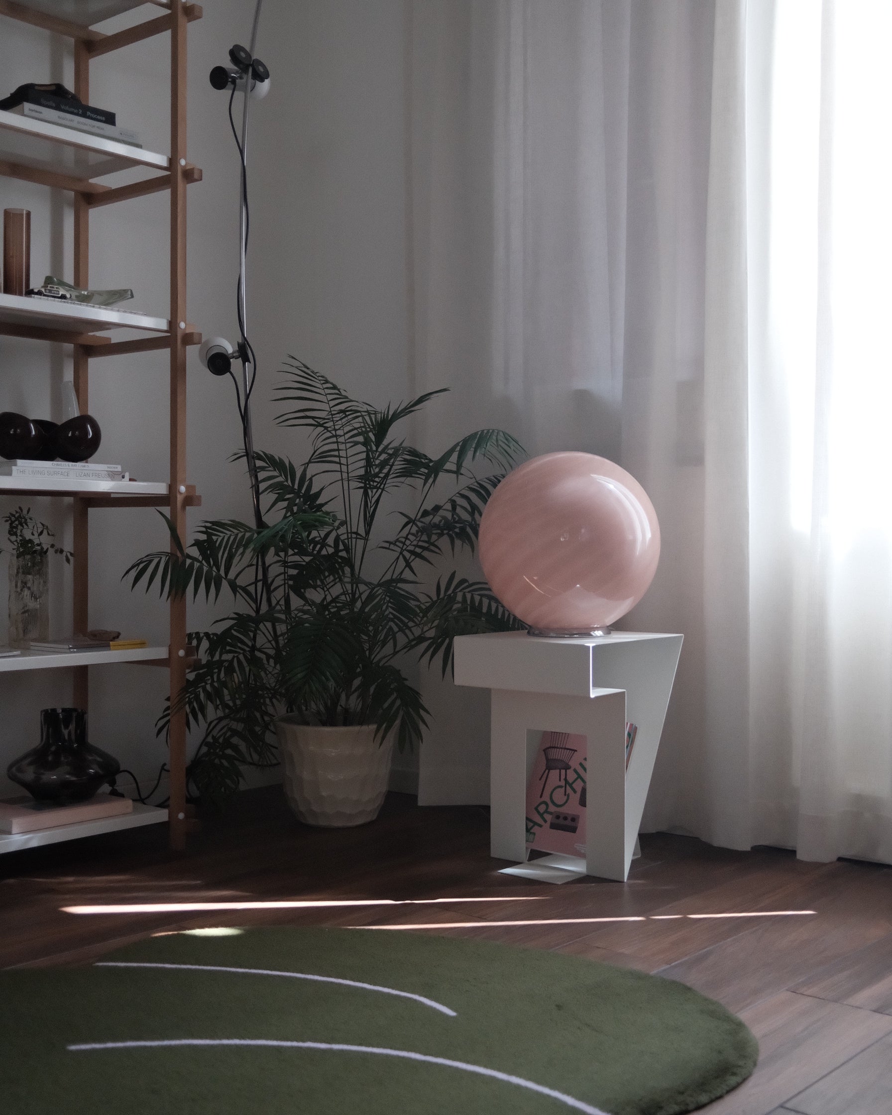 Candy Murano glass sphere table lamp peach swirl D40 Outlet