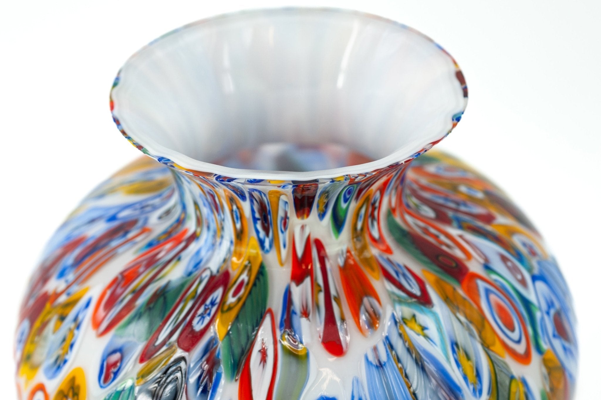 Murano Glass Amphora Vase with Murrine Millefiori, 37 cm