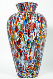Vaso Anfora in Vetro di Murano con Murrine Millefiori, 48 cm