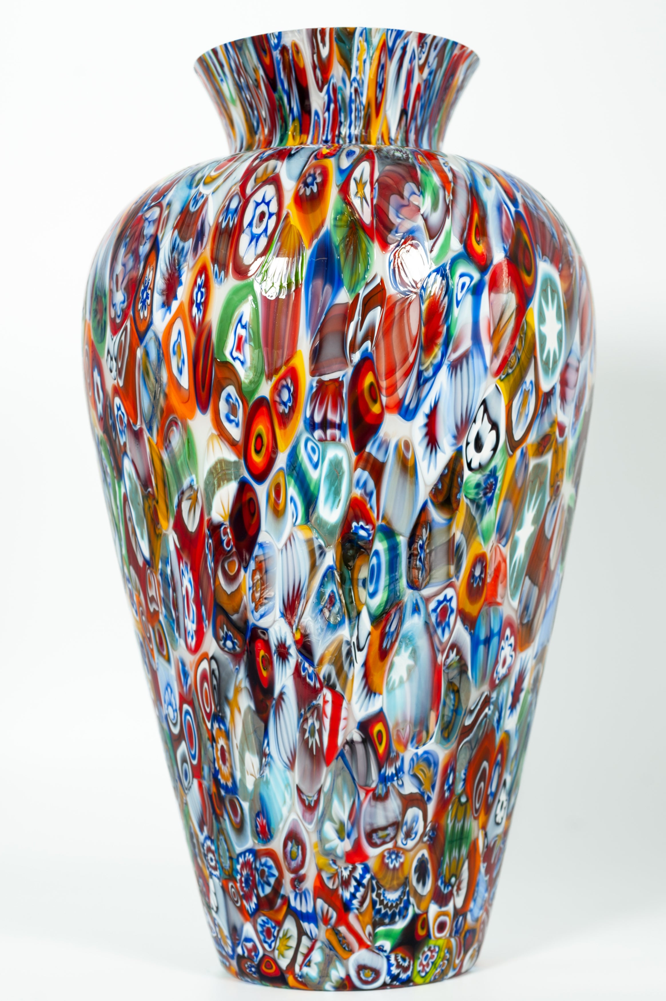 Vaso Anfora in Vetro di Murano con Murrine Millefiori, 48 cm