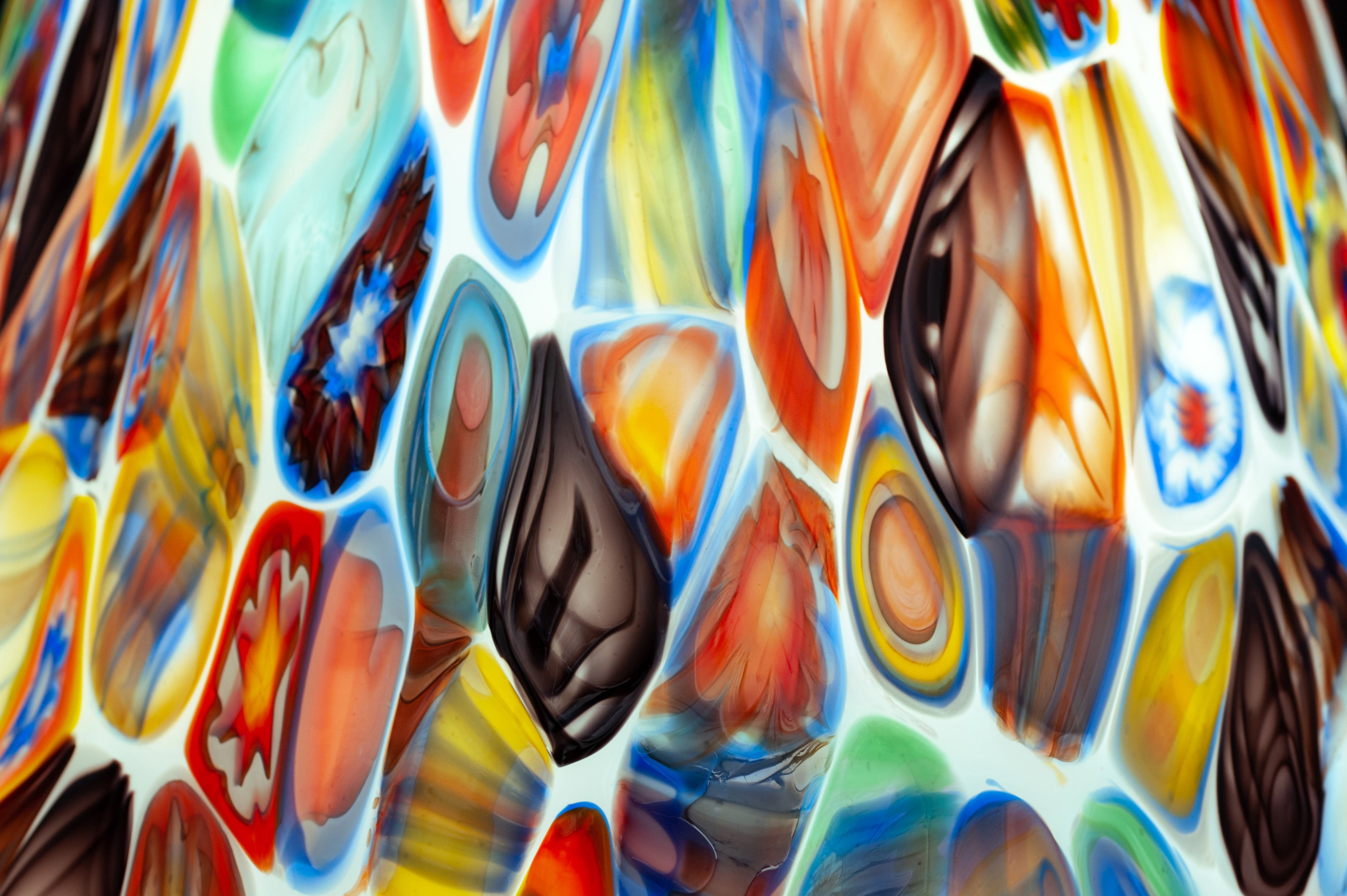 Vaso Anfora in Vetro di Murano con Murrine Millefiori, 48 cm