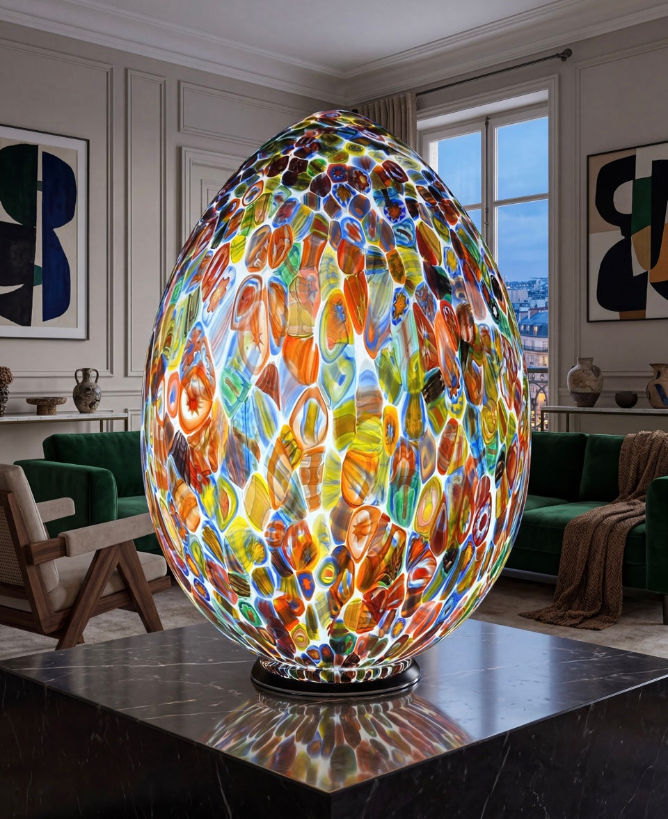 Lampada da tavolo Murrina a forma di uovo in vetro di Murano H60