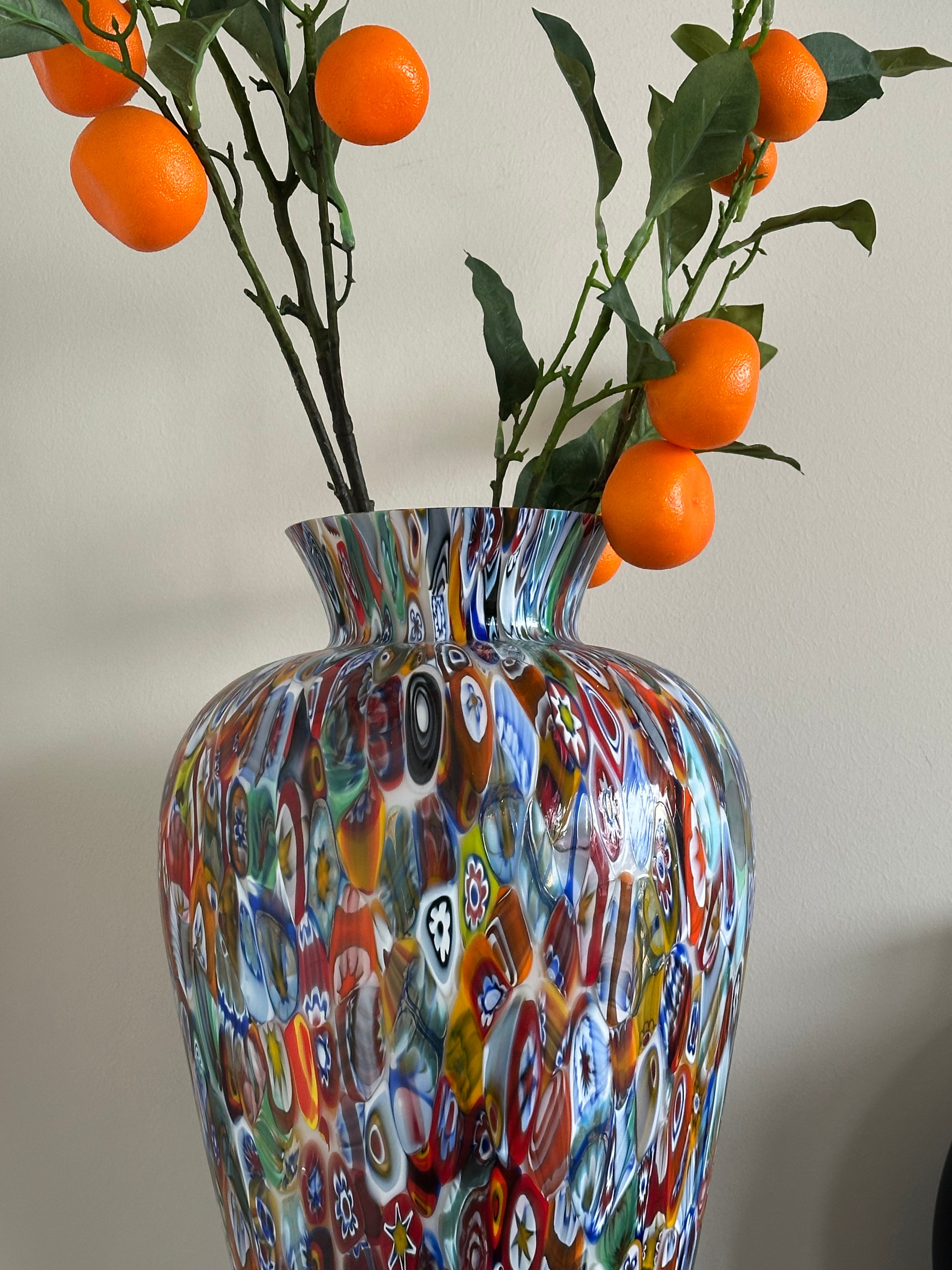 Anfora in Vetro di Murano con Murrine Millefiori, 37 cm