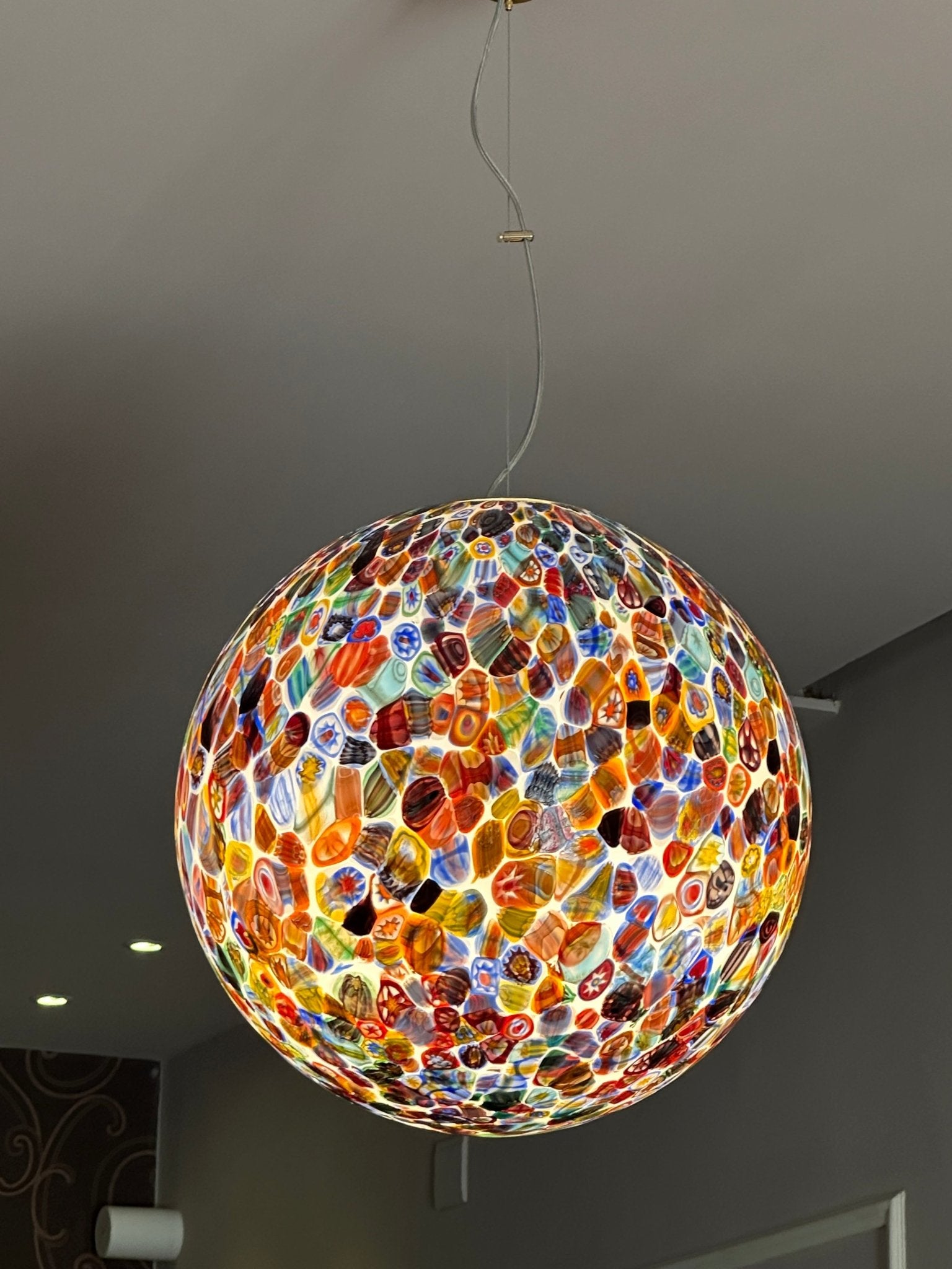 Murano glass sphere "Murrina" pendant lamp D50